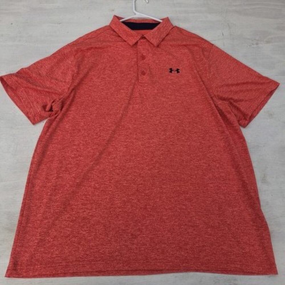 Under Armour The Playoff Polo Men's XXL Red Short Sleeve Loose Logo Heather